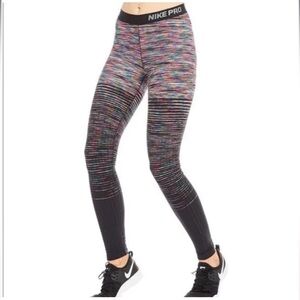 NIKE Pro Hyperwarm Rainbow Multicolor High Waist Leggings - Size Small - EUC